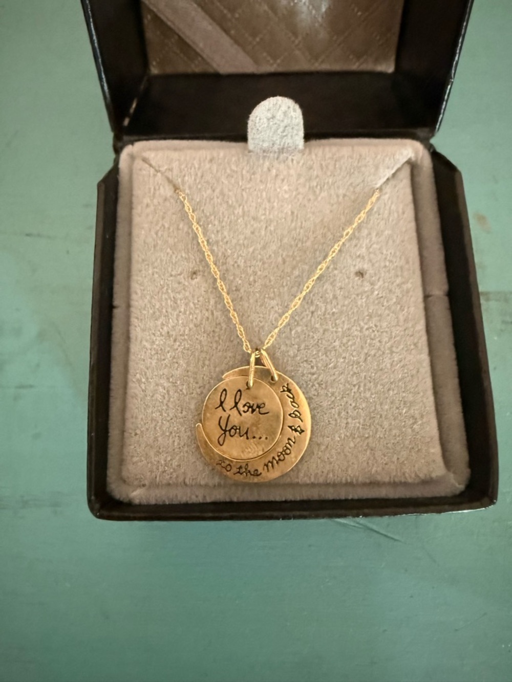 14k Gold 'I Love You To The Moon’ Double Disc Necklace - Personalized Sentiment